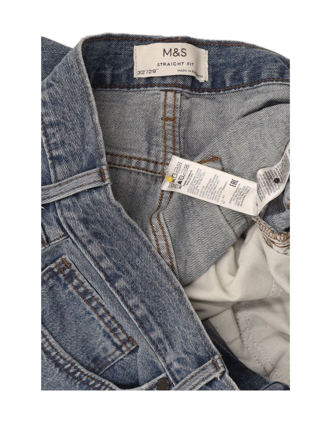Marks & Spencer Herren Straight Jeans W32 L29 Blaue Baumwolle