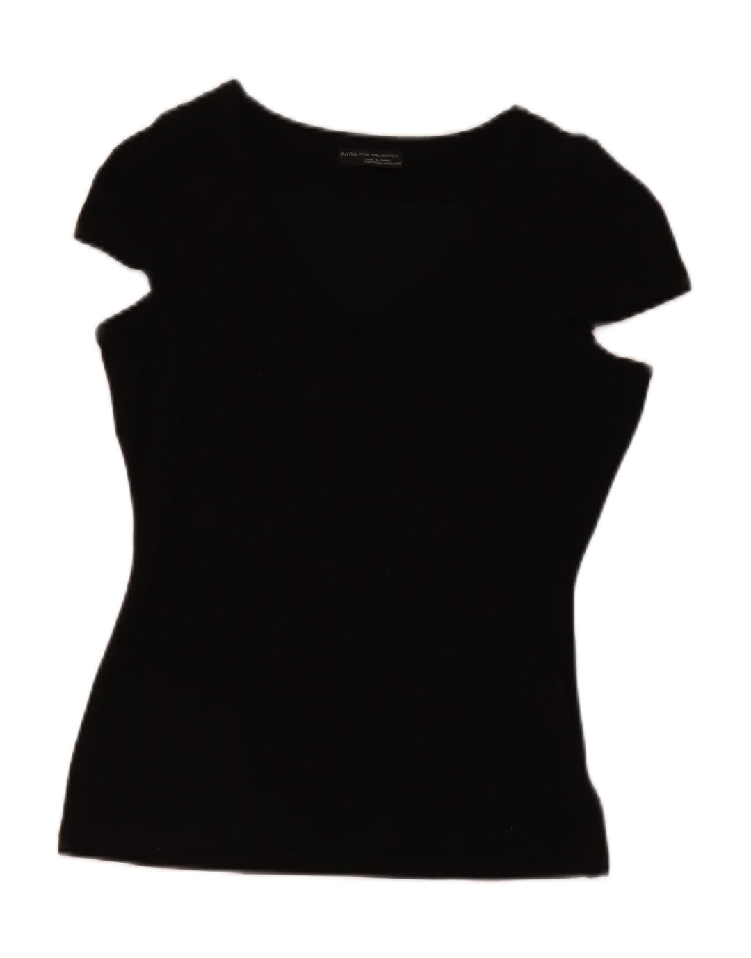 ZARA Damen Bluse Top UK 12 Medium Schwarz Viskose