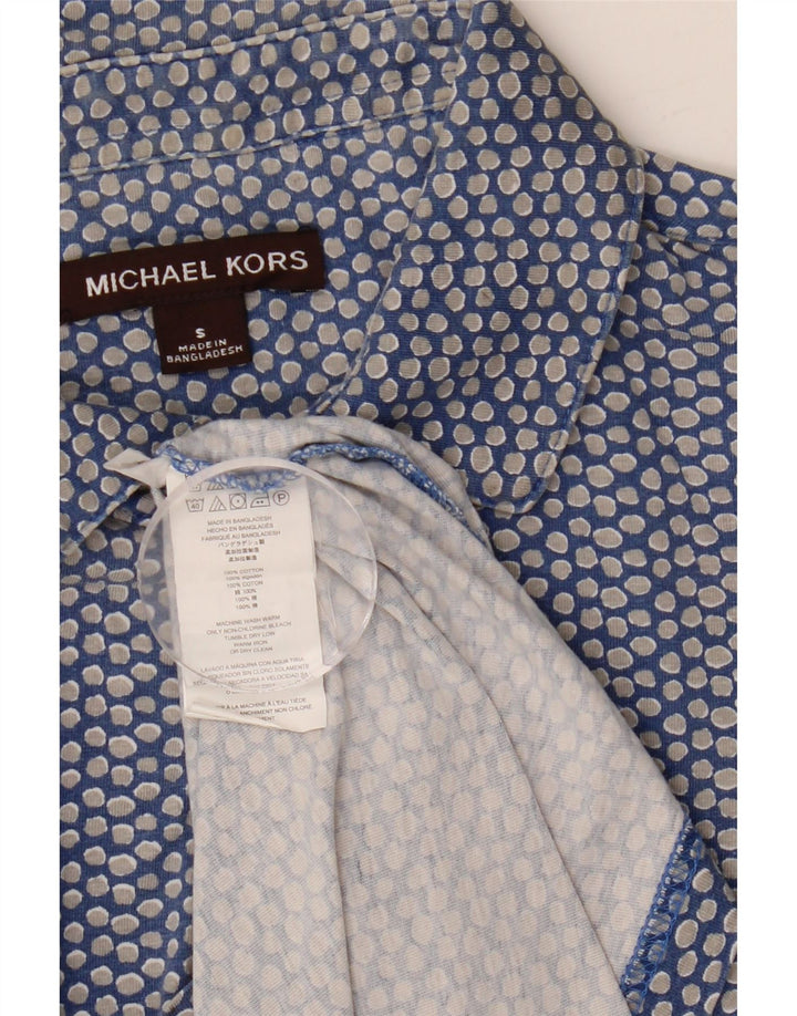 Michael Kors Herren Kurzarm-Pullover-Hemd, klein, blau gepunktet, Baumwolle