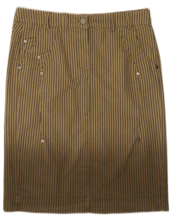 Gerader Damenrock von Les Copains IT 42 Medium W30 Beige gestreifte Baumwolle