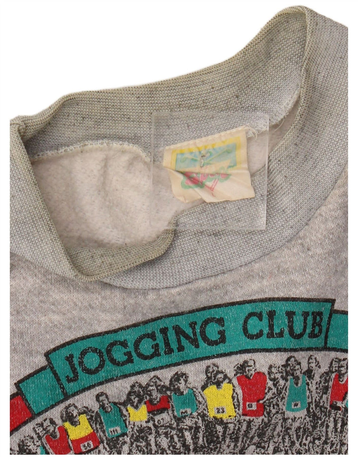 Vintage Herren-Sweatshirt mit Grafik, groß, grau, Farbblock