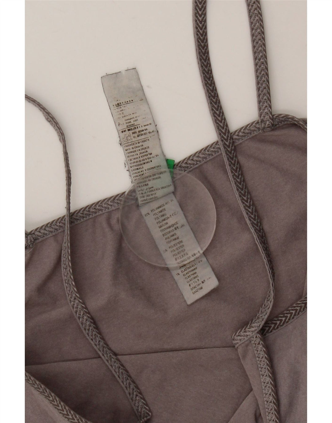 Benetton Damen Crop Cami Top UK 8 Small Grau Polyamid