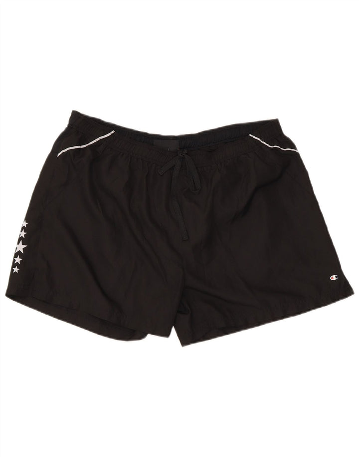 Champion Womens Graphic Regular Sport Shorts UK 14 Large Schwarz Polyester