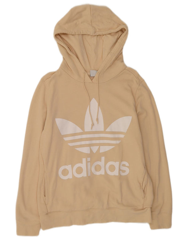 Adidas Damen Graphic Hoodie Pullover UK 12 Mittelbeige Baumwolle