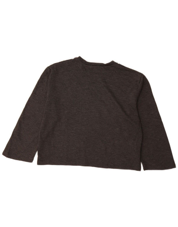 ZARA Damen Crop Pullover mit 3/4-Ärmeln und U-Boot-Ausschnitt, Gr. 14, Mittelgrau