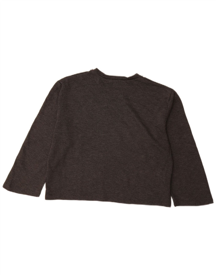 ZARA Damen Crop Pullover mit 3/4-Ärmeln und U-Boot-Ausschnitt, Gr. 14, Mittelgrau
