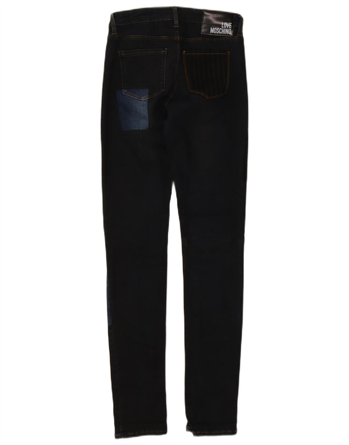 Moschino Womens Skinny Jeans W26 L31 Navy Blue Patchwork Cotton