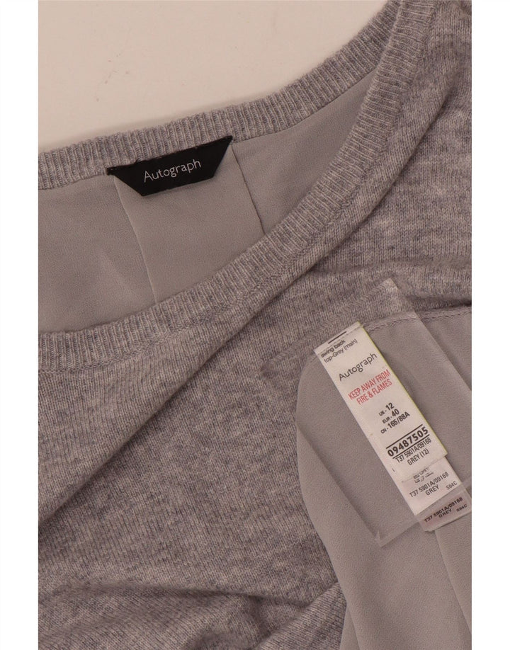 MARKS & SPENCER Damen Pullover mit U-Boot-Ausschnitt, UK 12, Mittelgrau