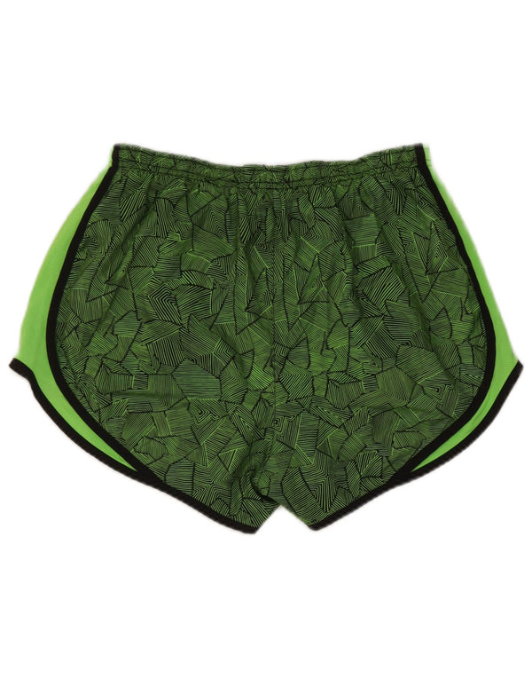 Nike Damen Dri Fit Sport Shorts UK 14 Mittelgrünes geometrisches Polyester