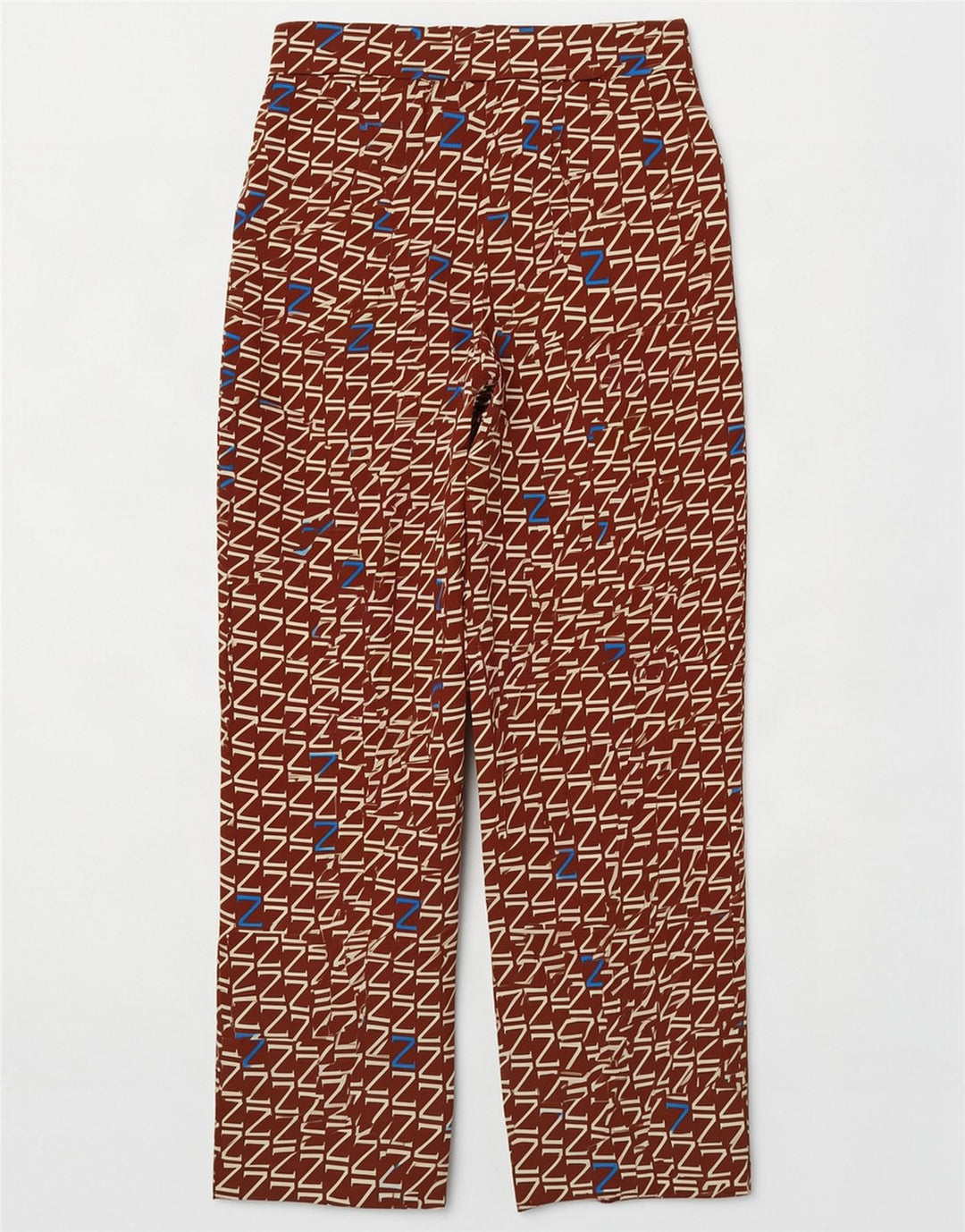 Gerade geschnittene Hose mit grafischem Muster für Damen von Zara, Größe S, W26, L25, Braun, Polyester