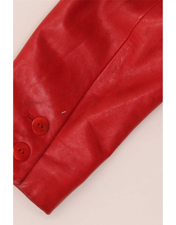Marc Cain Damen 4-Knopf-Lederblazerjacke US Small Rot