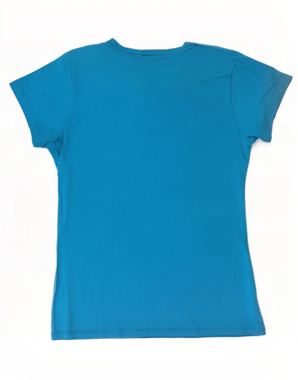 Hard Rock Cafe Damen Hamburg Graphic T-Shirt Top UK 14 Large Blau Baumwolle