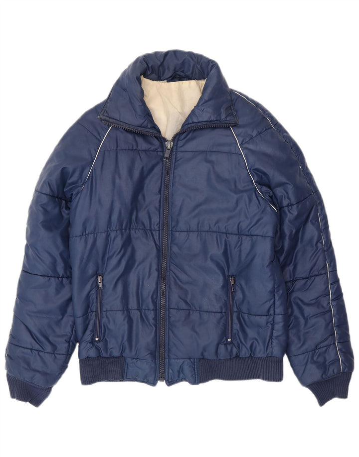 VINTAGE Herren-Windbreaker-Jacke UK 38 Medium Marineblau Polyester