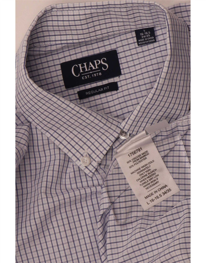 Chaps Herren-Hemd mit normaler Passform, Größe 16 16,5, große blaue Gingham-Viskose