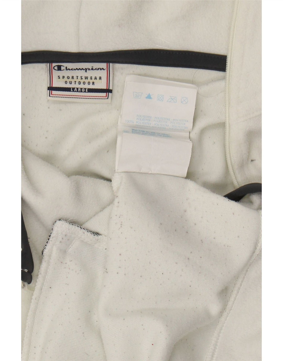 CHAMPION Womens Hooded Fleece Jumper UK 16 Large White Polyester