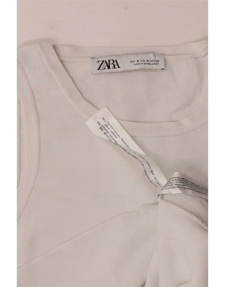 Zara Damen Crop Vest Top UK 12 Mittelweiße Viskose