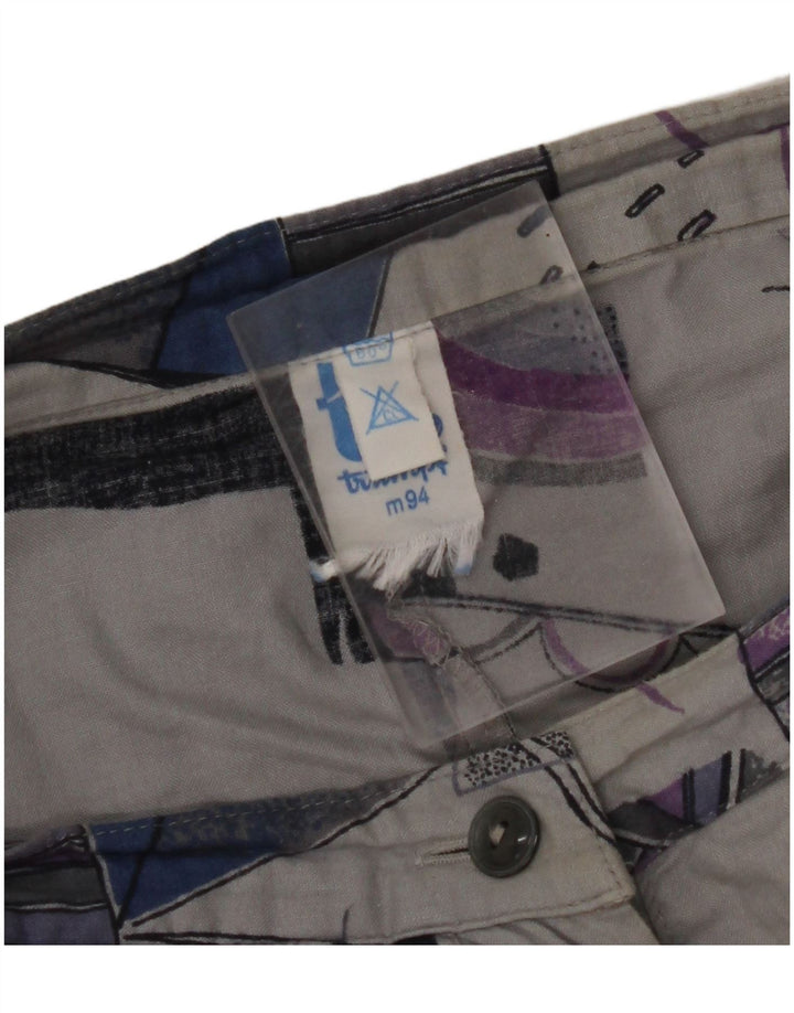 VINTAGE Damen A-Linien-Rock mit hoher Taille, W32, groß, grau, geometrisch