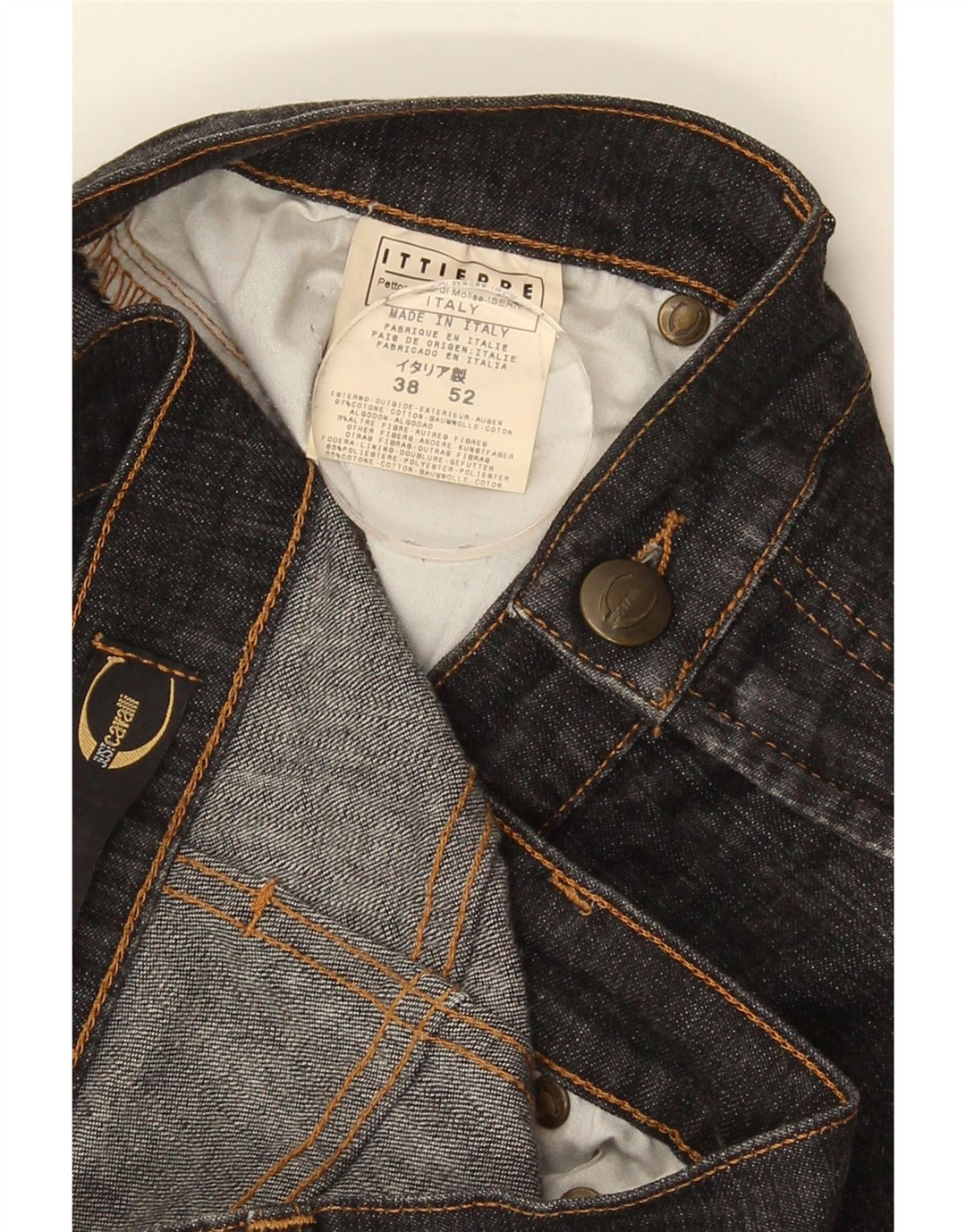 Just Cavalli Herren Bootcut Jeans IT 52 XL W38 L30 Schwarze Baumwolle
