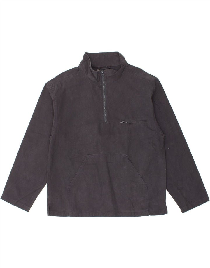 VINTAGE Mens Zip Neck Pullover Tracksuit Top Small Navy Blue Cotton Vintage Vintage and Second-Hand Vintage from Messina Hembry 