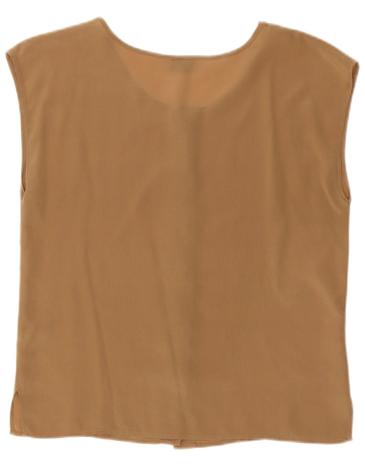 Coocoon Damen ärmellose Hemdbluse, UK 12, mittelbraune Seide