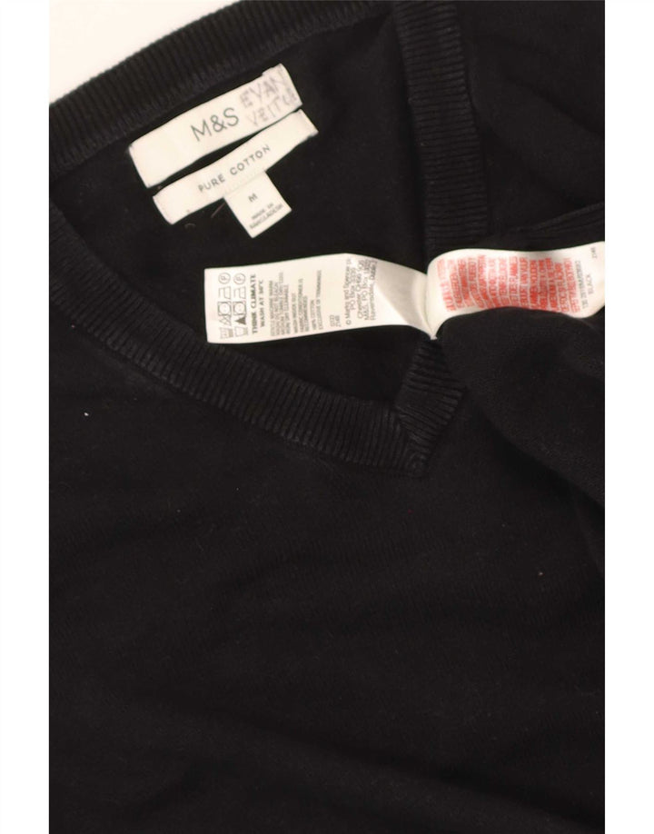 Marks & Spencer Herren-Pullover mit V-Ausschnitt aus mittelschwarzer Baumwolle