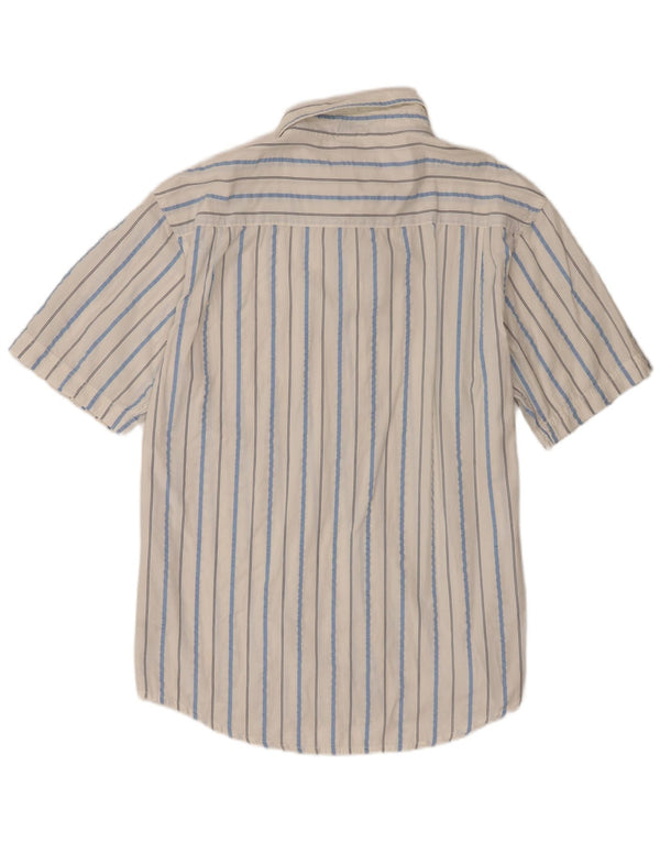 Fila Mens Short Sleeve Shirt 2XL White Pinstripe Cotton