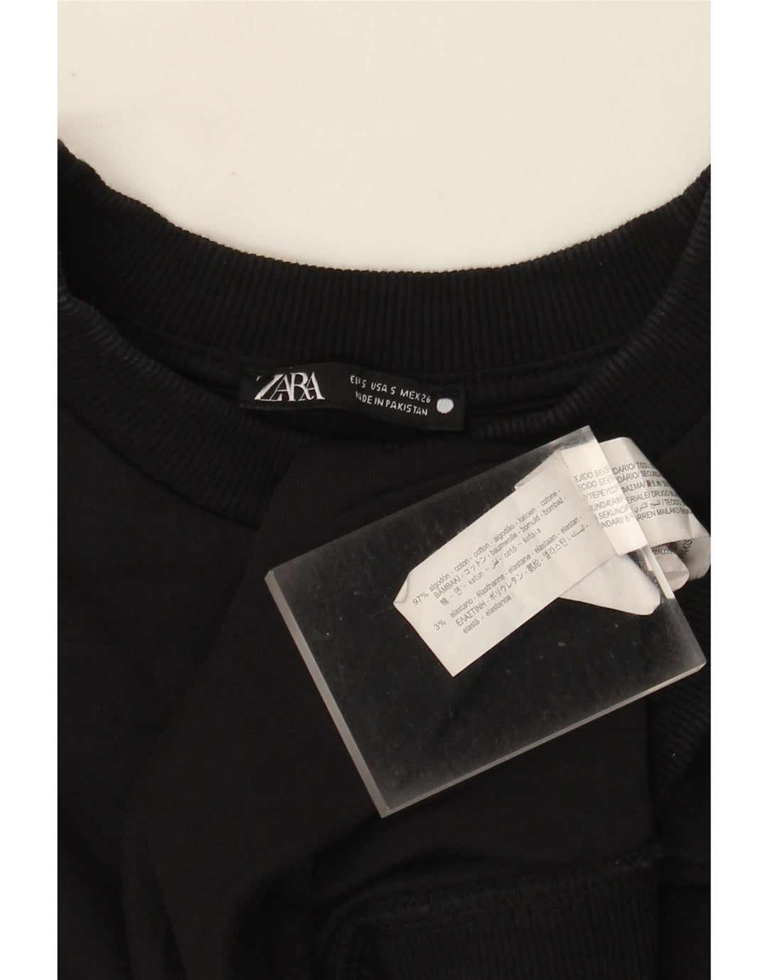 Zara Herren T-Shirt Top Small Schwarz Baumwolle