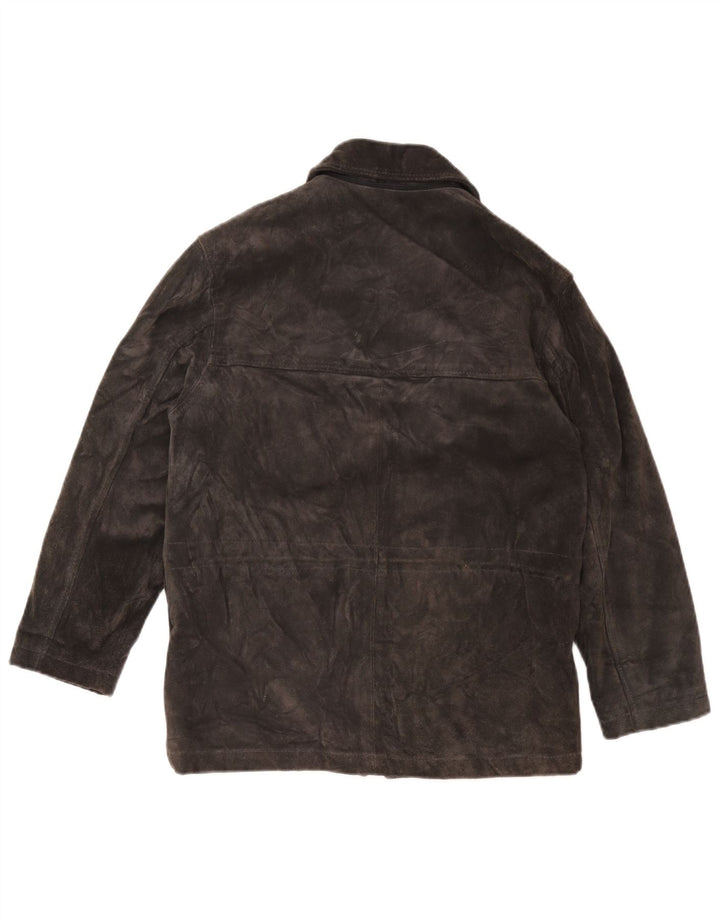 Vintage Damen Wildleder übergroße Windjacke UK 10 kleines graues Leder