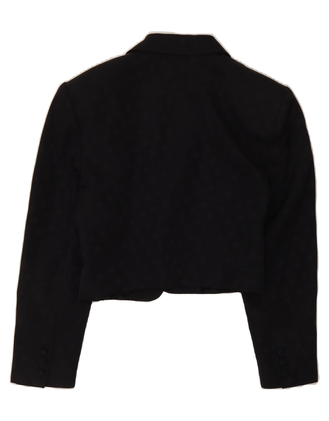 VINTAGE Womens Crop Open Blazer Jacket UK 10 Small Black Cotton Vintage Vintage and Second-Hand Vintage from Messina Hembry 