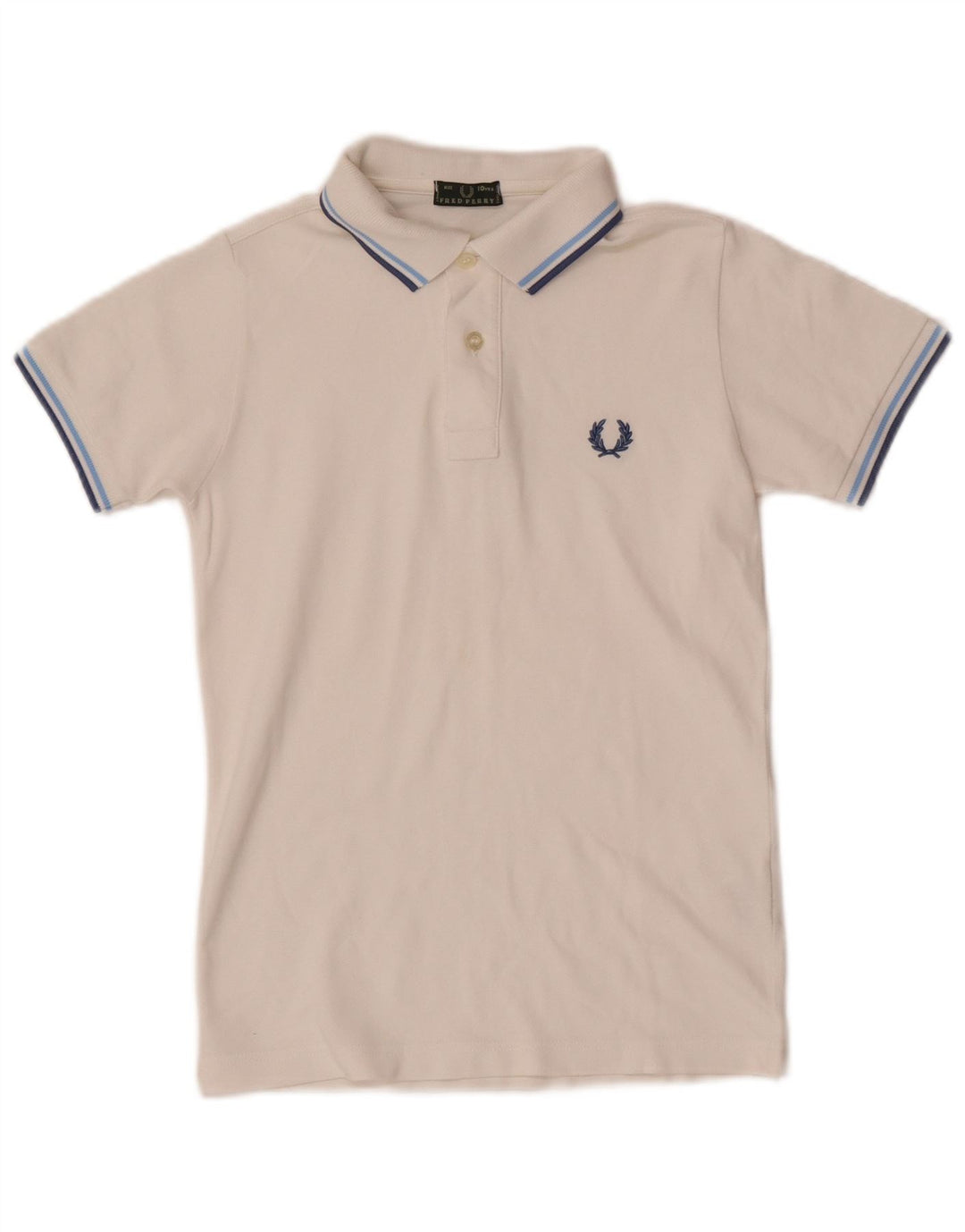 Fred Perry Poloshirt für Jungen, 9–10 Jahre, weiß gestreift, Baumwolle