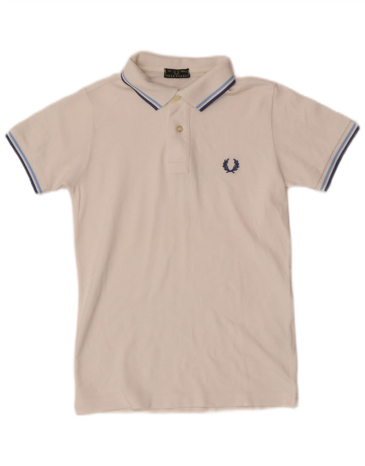 Fred Perry Poloshirt für Jungen, 9–10 Jahre, weiß gestreift, Baumwolle