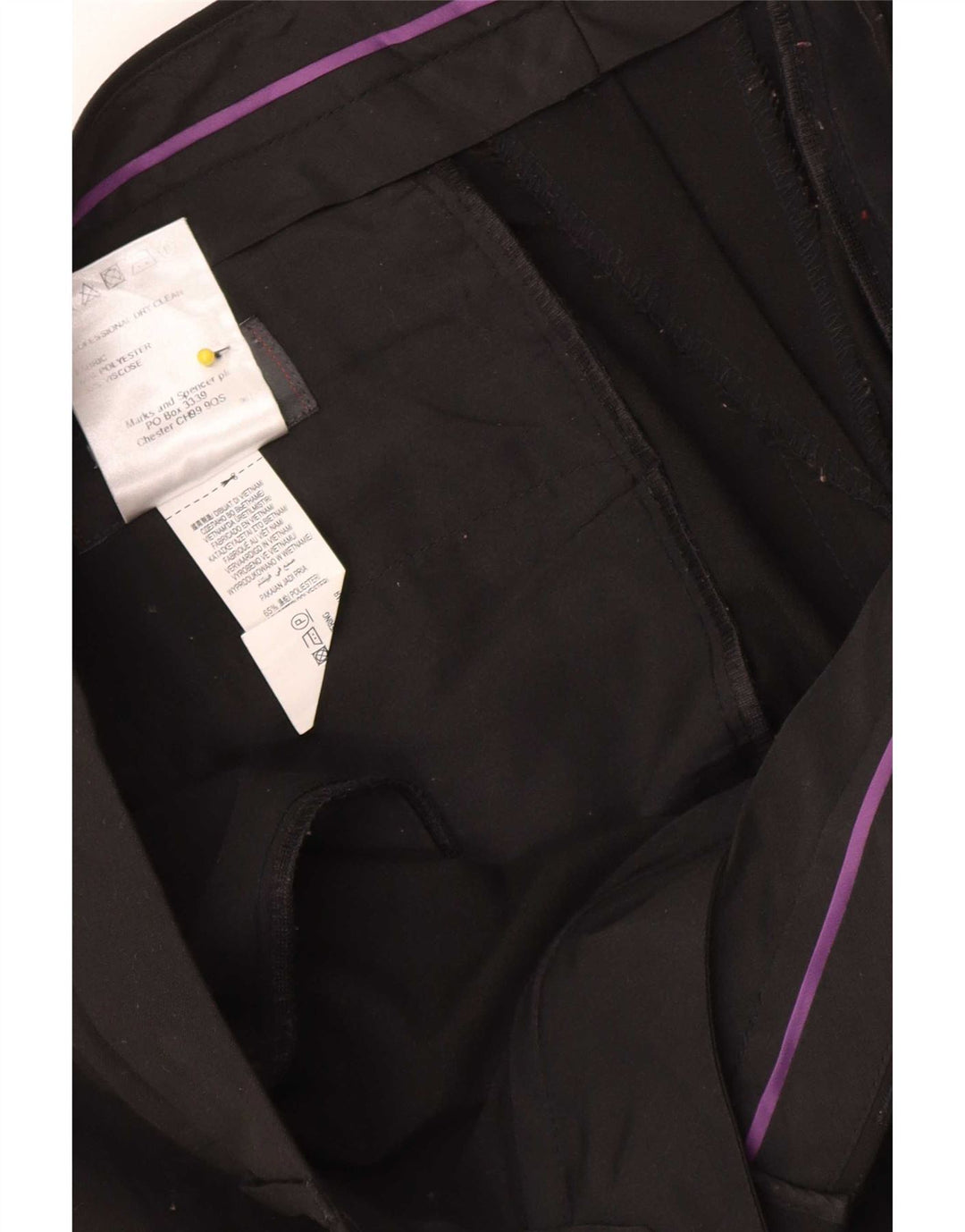 Gerade Herren-Anzughose von Marks & Spencer, W32, L31, schwarzes Polyester