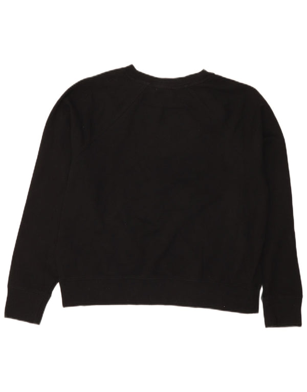 Dkny Womens Graphic Oversized Sweatshirt Pullover UK 6 XS Schwarz Baumwolle