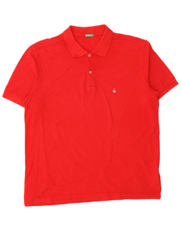 BENETTON Herren-Poloshirt XL, rote Baumwolle