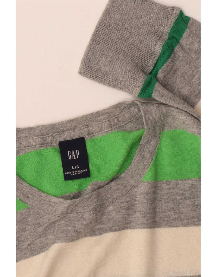 Gap Herren-Pullover mit Rundhalsausschnitt, groß, mehrfarbig, gestreift, Baumwolle