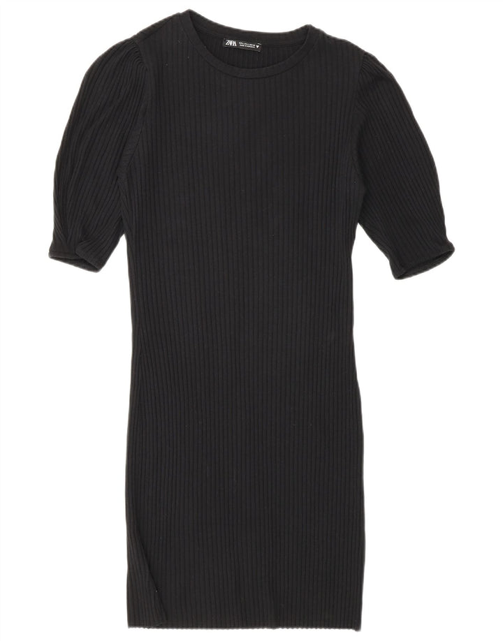 Zara Damen figurbetontes Kleid UK 14 Large Schwarz
