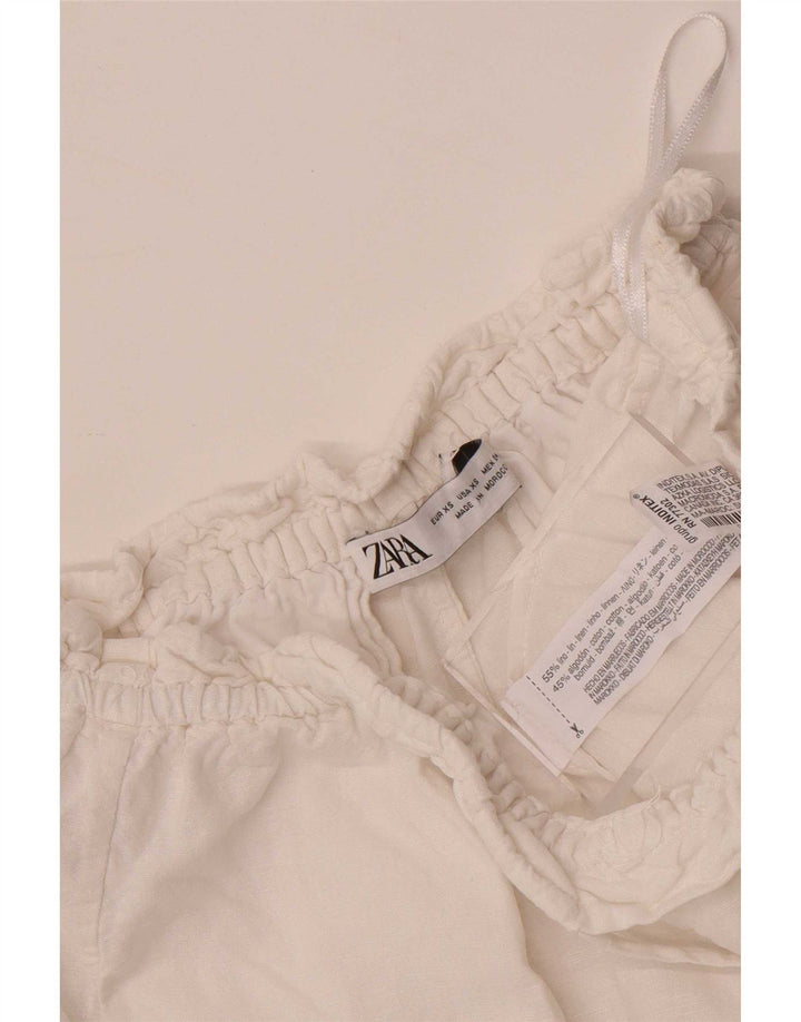 Zara Damen Freizeitshorts XS W24 Weißes Leinen