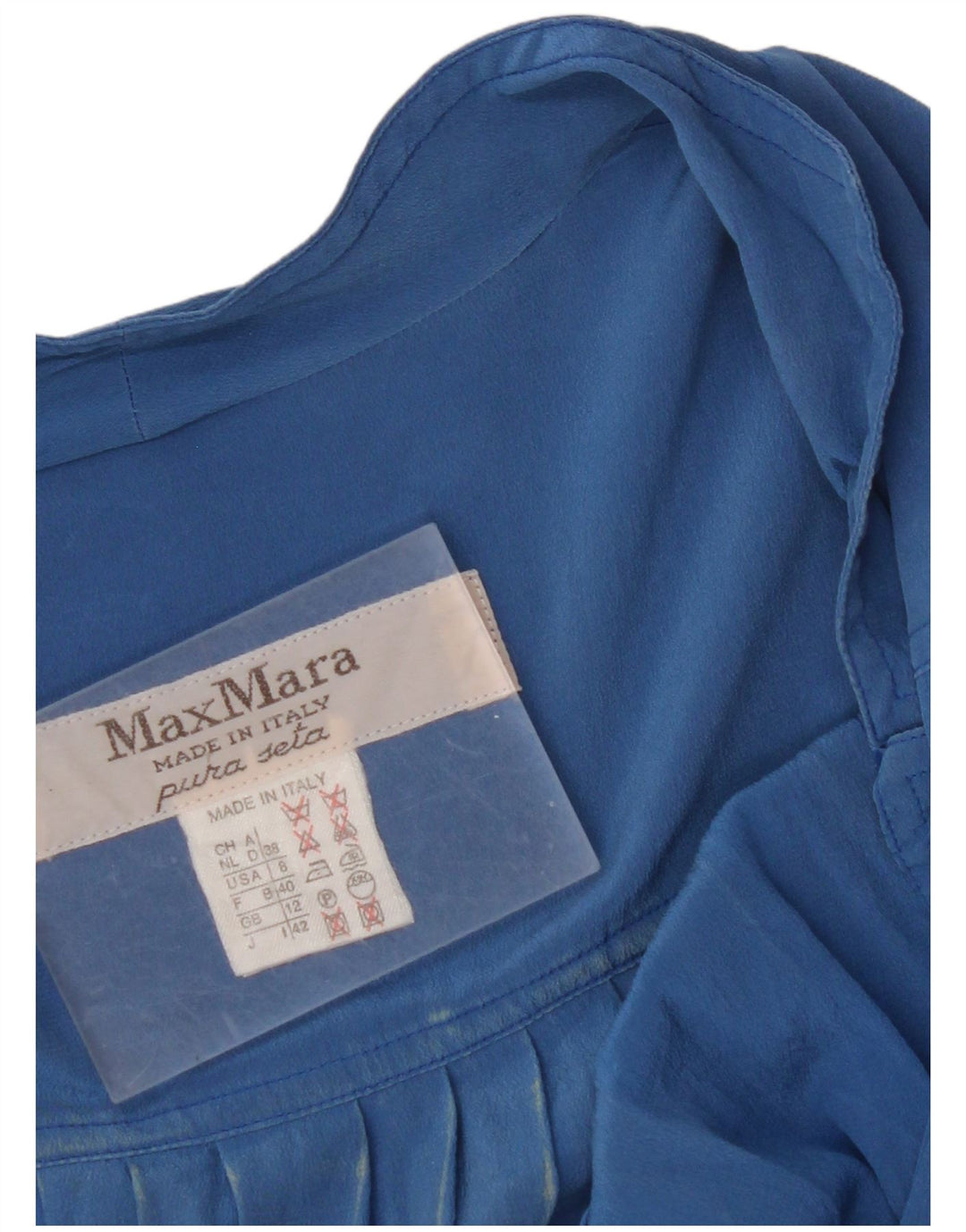 MAX MARA Damen Maxi-Hemdkleid mit kurzen Ärmeln, UK 12, Mittelblau