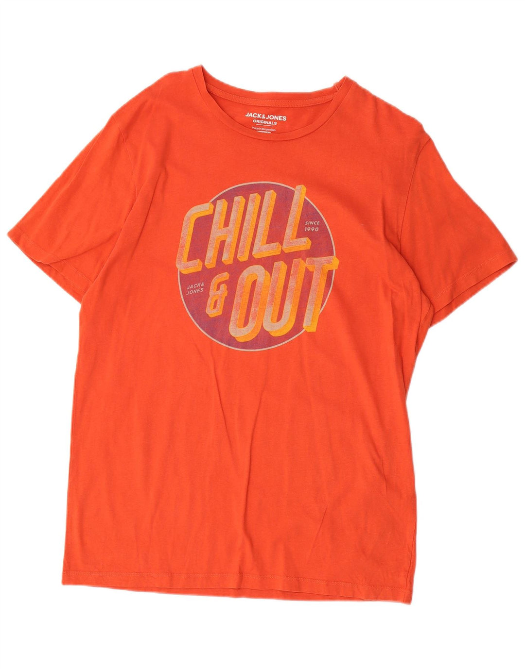 JACK & JONES Herren-T-Shirt mit normaler Passform, mittelorangefarbener Baumwolle