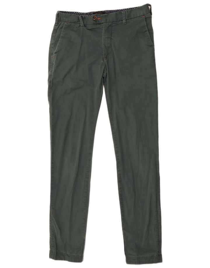 Ted Baker Slim Chino-Hose für Herren, W28, L31, grüne Baumwolle