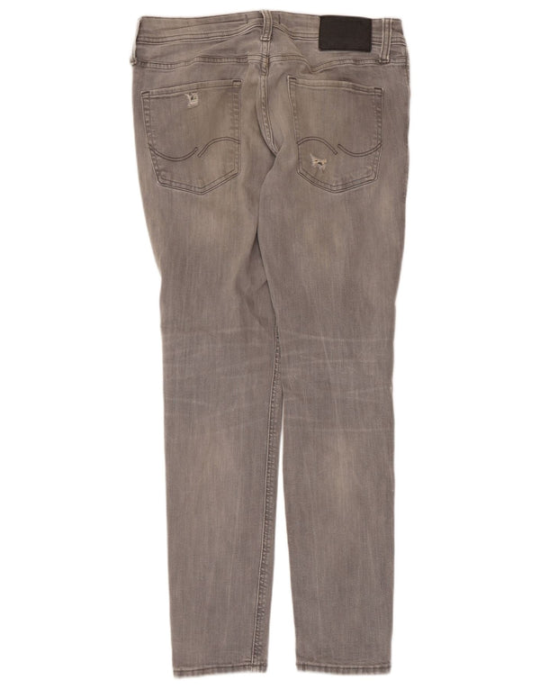 Jack & Jones Herren Liam Distressed Skinny Jeans W32 L30 Graue Baumwolle