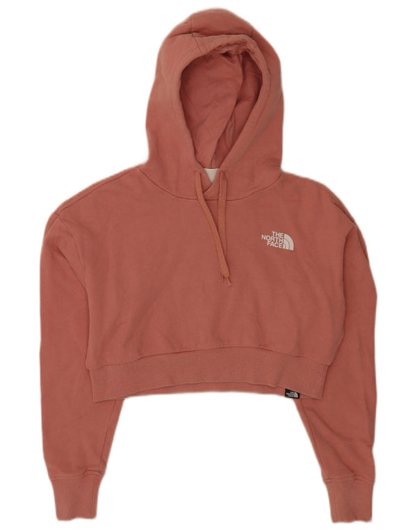 The North Face Womens Loose Fit Crop Hoodie Pullover UK 6 XS Rosa Baumwolle