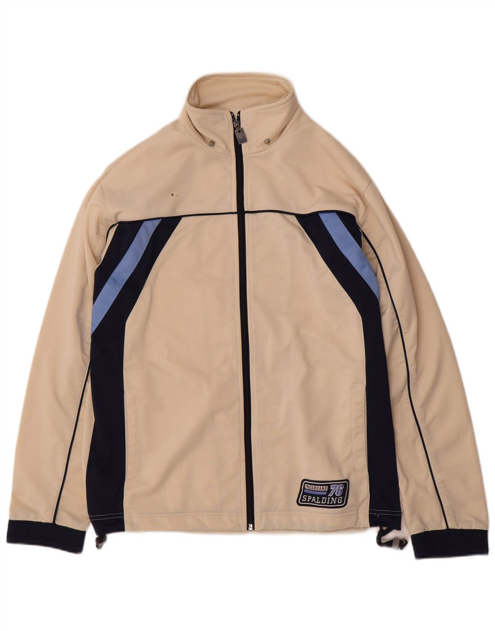 Spalding Herren-Trainingsanzug, groß, beige, Farbblock-Polyester