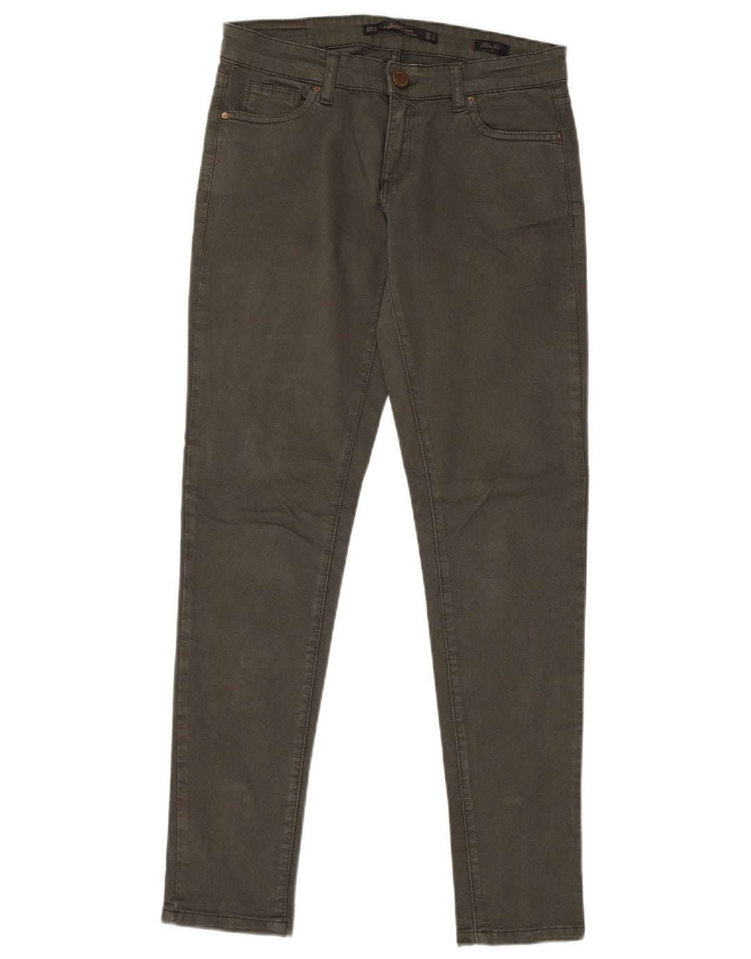 ZARA Womens Skinny Casual Trousers EU 38 Small W28 L29 Khaki Cotton