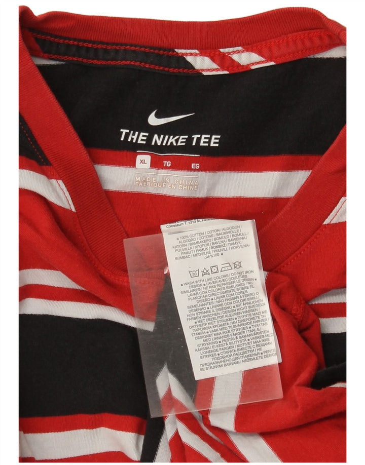 Nike Herren T-Shirt Top XL rot gestreift aus Baumwolle