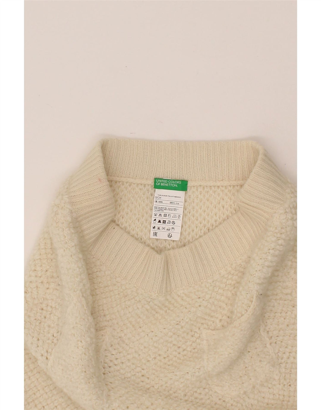 BENETTON Womens A-Line Skirt Small W26 Off White Wool Vintage Benetton and Second-Hand Benetton from Messina Hembry 