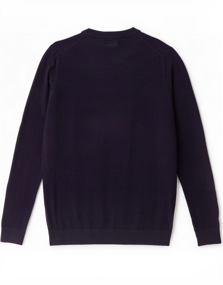 Guess Herren-Pullover mit V-Ausschnitt aus mittelblauer Baumwolle