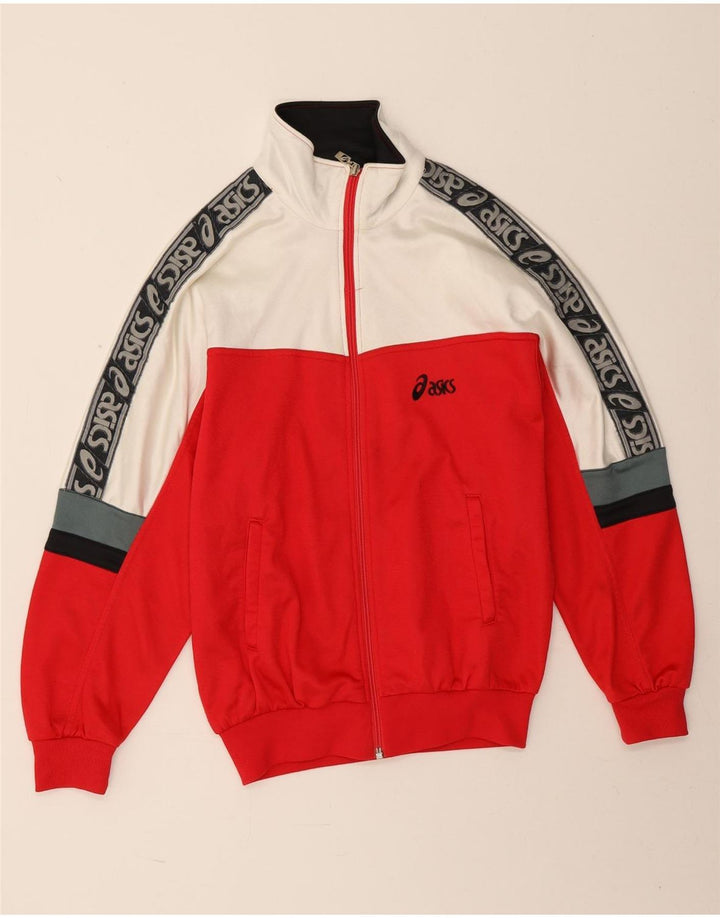 Asics Herren-Trainingsanzug mit grafischem Oberteil, Gr. 42, Größe L, Rot, Farbblock