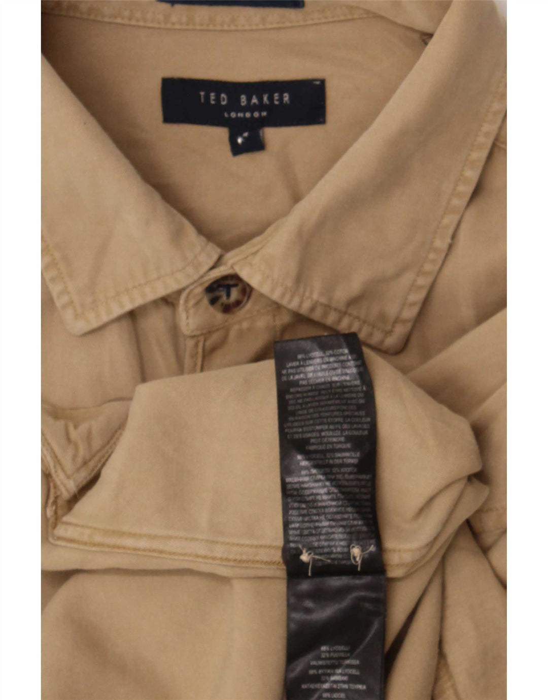 Ted Baker Herrenhemd Größe 4 Large Beige Lyocell