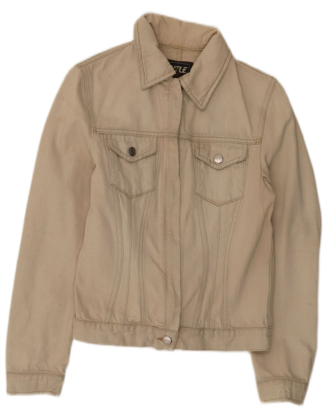 Rifle Womens Crop Denim Jacke UK 12 Mittelbeige Baumwolle